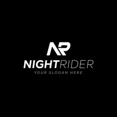 flat lettermark initial NR NIGHTRIDER logo design