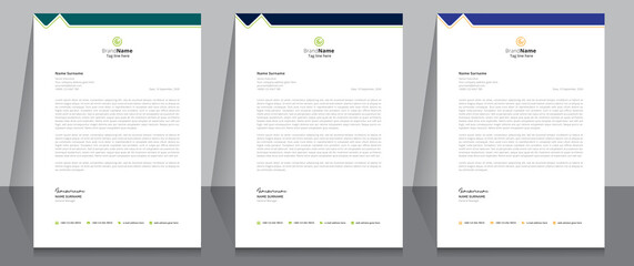 Letterhead format template, business style letterhead design template. Company letterhead template designs.