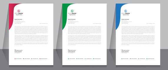 Letterhead format template, business style letterhead design template. Company letterhead template designs.