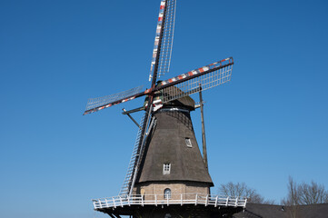Old Dutch grain wind mill in Veldhoven, North Brabant, Netherlands