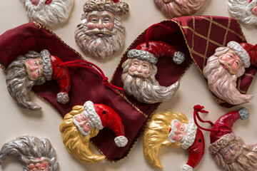 santa face christmas ornaments with ribbon and paper