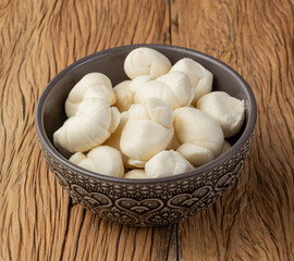 Nozinho or Knot mozzarella, typical brazilian artisanal fresh white cheese