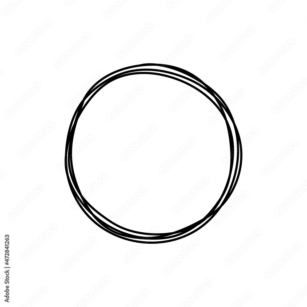 Poster hand drawn circle line sketch. circular doodle scribbles round circles.