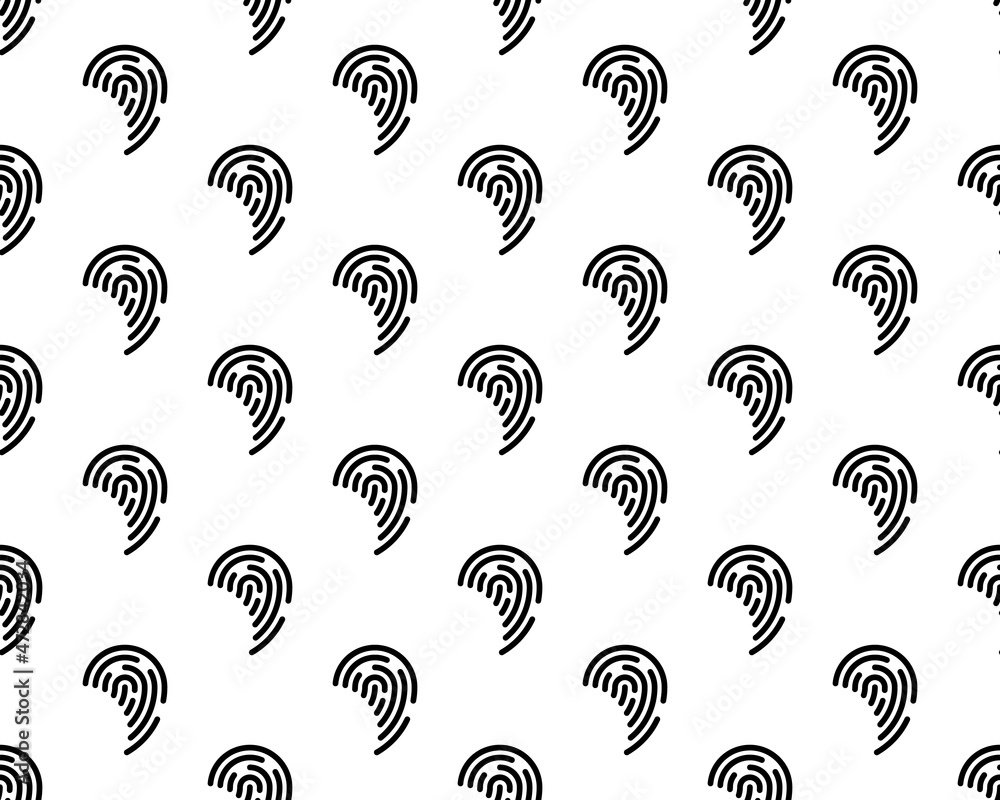 Poster seamless finger print. black and white macro pattern. unique thumbs marks. personal biometric data. 
