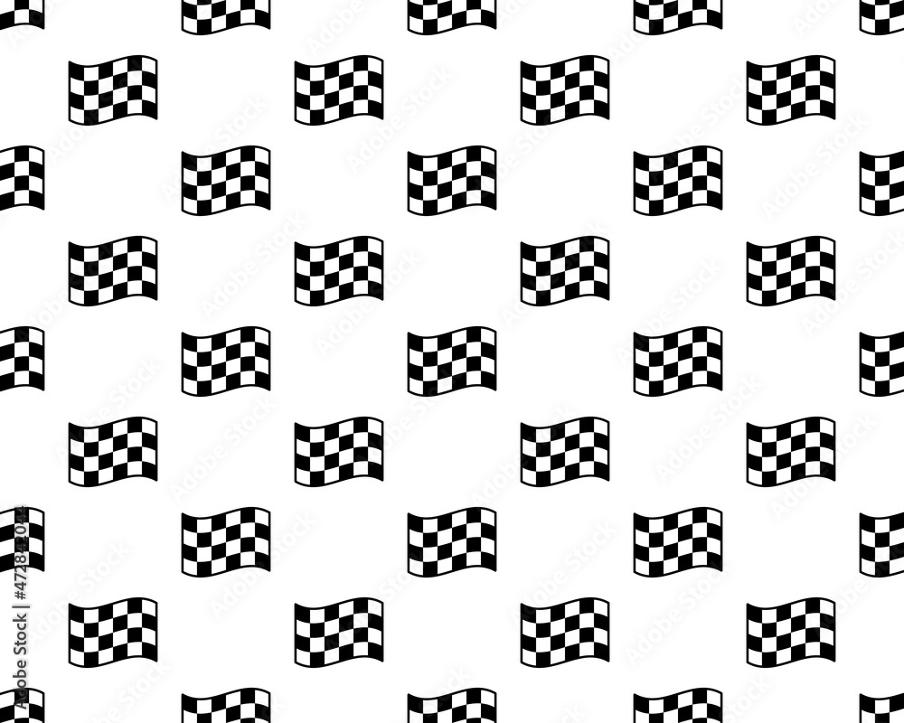 Poster seamless pattern with flag and mark icon on white background. included the icons marker, pointer, fl
