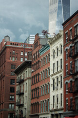 Fototapeta premium New Yorck City during the day with buildings and clear skies