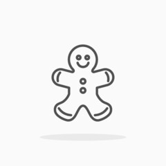 Gingerbread man icon. Editable Stroke and pixel perfect. Outline style. Vector illustration. Enjoy this icon for your project.