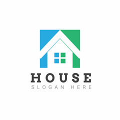 colorful house logo in simple style