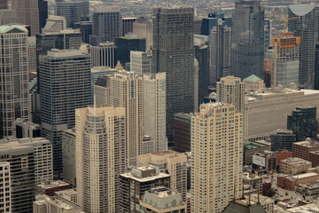 Street photo in Chicago with clear skies and buildings