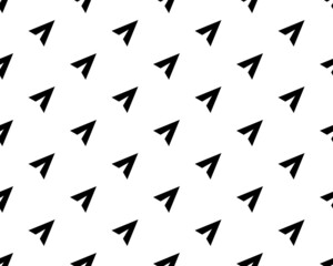 Airplane seamless pattern. Background of planes for travel. Texture of aircrafts for boys. Wallpaper with aviation in air. Military map for flight. Silhouette for airline and tourism. Vector