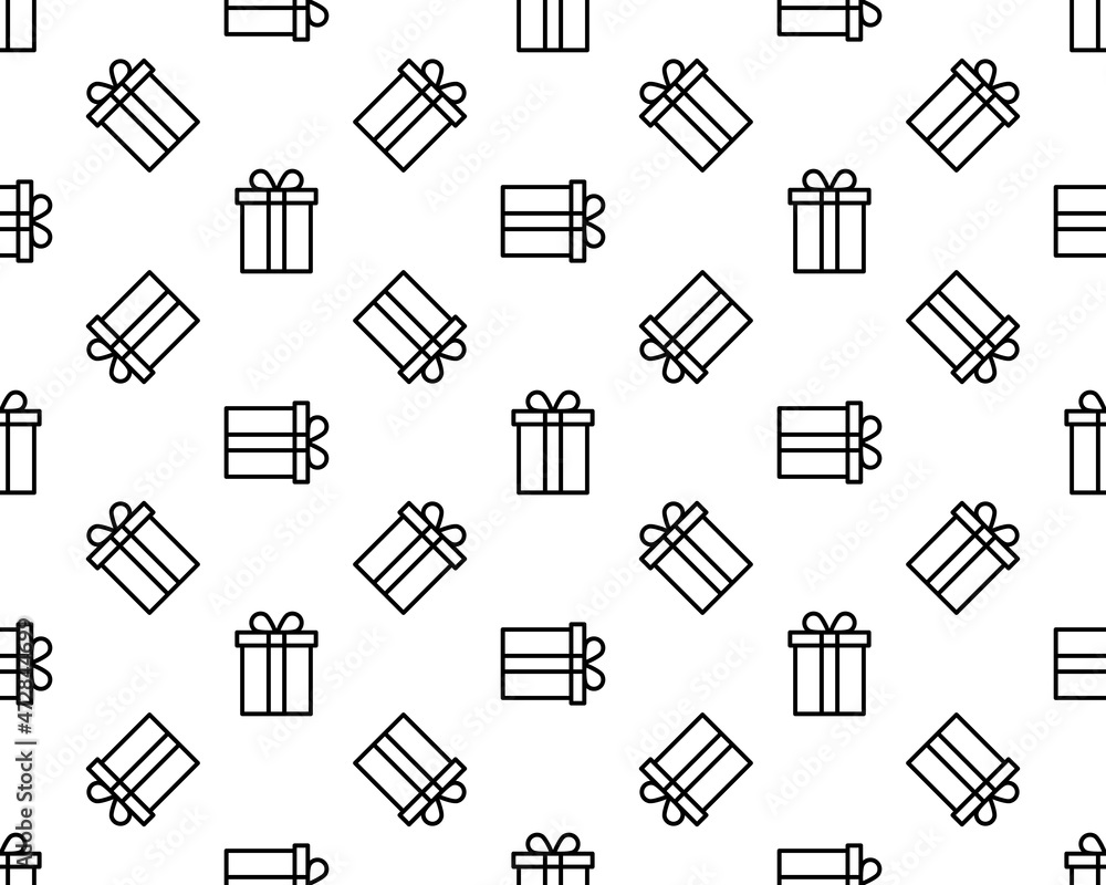 Aufkleber vector seamless pattern with gift boxes. monochrome minimal background