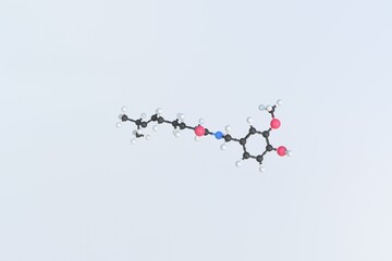 Capsaicin molecule. Isolated molecular model. 3D rendering