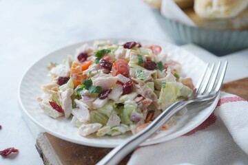 Homemade leftover cranberry turkey salad