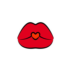 Beauty red lips, female mouth with heart