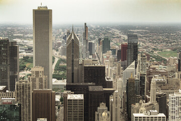 Street photo of Chicago with clear skies and buildings