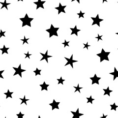 Stars seamless pattern. Random star icons, space sky night design.