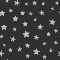 Fototapeta premium Stars seamless pattern. Random star icons, space sky night design.