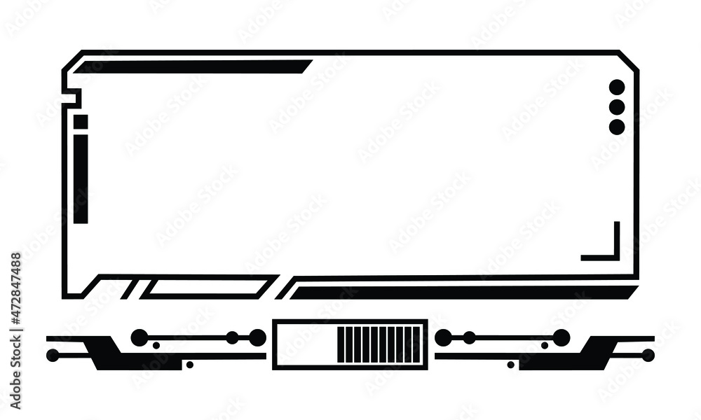 Poster hud gaming illustration for panel game design. futuristic or cyber frame illustration for game inter