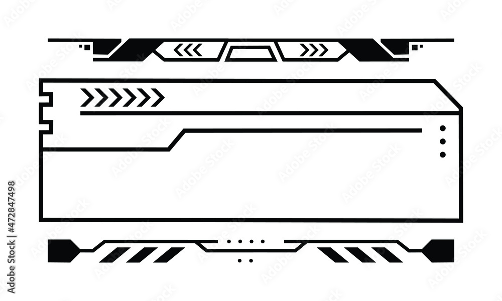Poster frames vector illustration for game interface. hud gaming element in futuristic or cyber style. copy