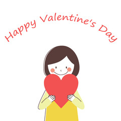 ハートマークを持つ女の子