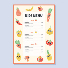 Children's menu in a funny style