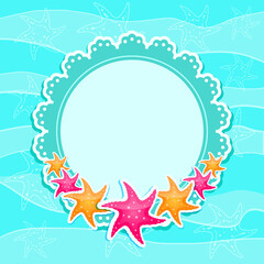 Green Marine Invitation Card with Starfishes