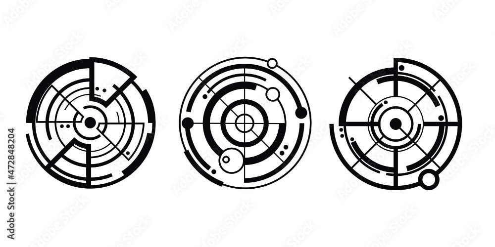 Poster modern target illustration in various styles. creative target formed in a futuristic or cyber style 