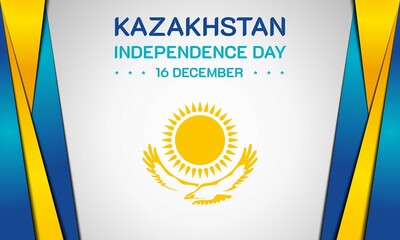 Kazakhstan Independence Day Background. 16 December. Copy space area. Greeting card, banner, vector illustration. With the Kazakhstan national flag. Premium and luxury design