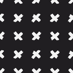 Seamless vector pattern with cross sign. Decorative texture for print, packaging, wrapping. Isolated repetitive tiles. Monochrome background. - 472848470