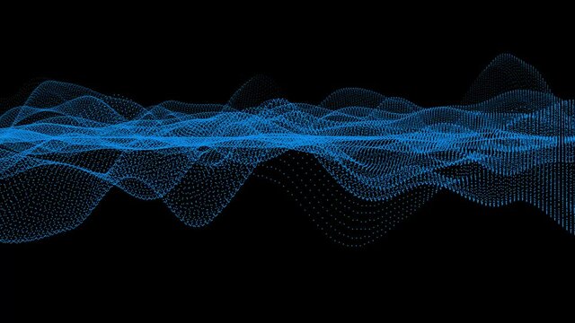 Abstract digital landscape with a field of electronic particles on a background of space. The concept of cyber, digital, parallel worlds and artificial intelligence.