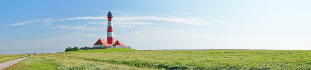 Fototapeta na wymiar Deutschland Nordseeküste - Westerhever Leuchturm Friesland Panorama