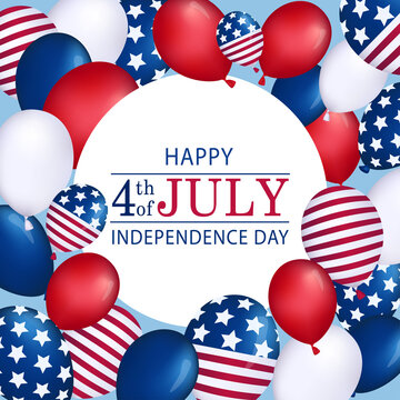 4th of July. Independence Day of America. Balloons. vector postcard