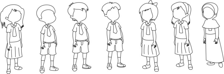 vector image of an expressionless child.
