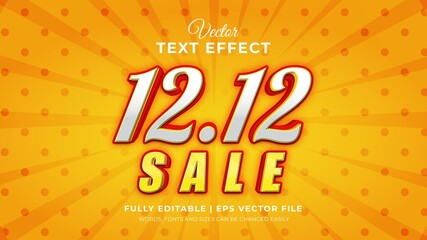 Editable text effect - 12.12 sale 3d template banner