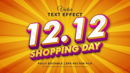 Fototapeta na wymiar 12.12 shopping day banner- 3d editable text effect