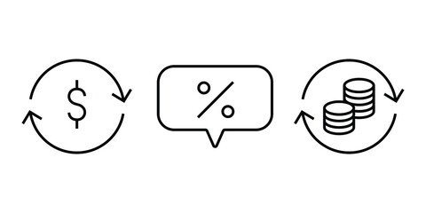 set of creative illustration of editable icon related to financial stuff. money transaction. element vector stroke suitable for ui ux design of financial or economic applications.