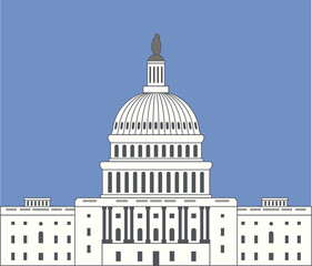 vector icon of united states capitol hill building washington dc