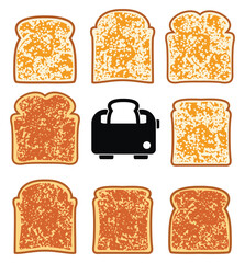 vector toasted bread slices and toaster