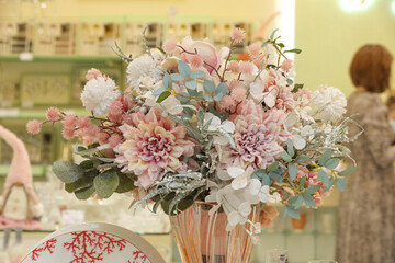 decorative winter bouquet in the interior of the store