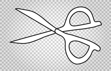 Scissors. Hand-drawn colorless vector illustration