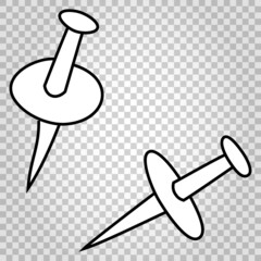 Pins. Thumbtack hand-drawn colorless vector illustration
