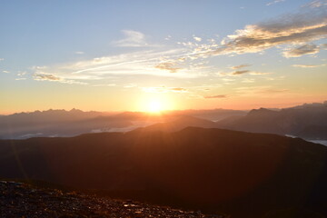 Sunrise in the Alps.
I took this picture of a stunning sunrise in the alps. The colors are very potent and warm. 