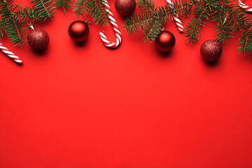 Christmas red background with copyspace