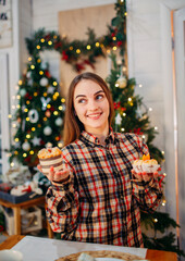 girl baking christmas  healthy desserts indoors