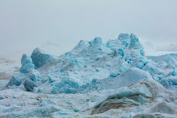 Close up of massif icebergs in the Ilulissat ice-fjord in west Greenland
