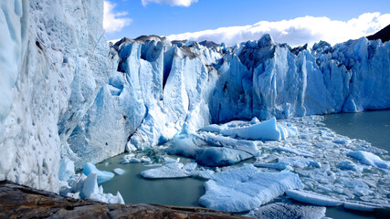 View of ice cliff of Viedma Glacier in Patagonia Chile