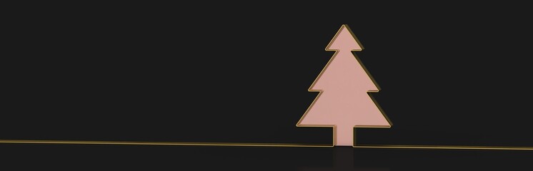 merry christmas card modern 3d minimal tree