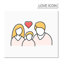 Family color icon. Mother, father and child. Friendly atmosphere. Love concept. Isolated vector illustration