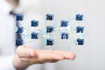 small data Cloud technology. Polygonal wireframe art looks like constellation