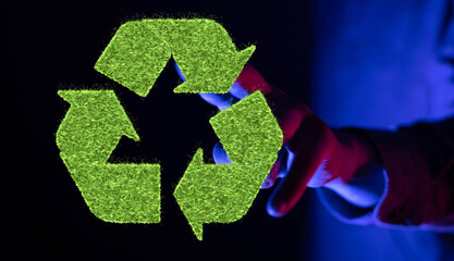 Green recycle sign, three arrows 3D